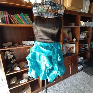 Trixxi Strapless Dress in Black and Teal